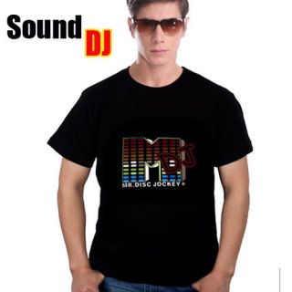   DJ shape LED Light EL Music T Shirt M/L/XL/2XL Mens Equalizer