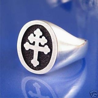 Cross Of Lorraine Magnum PI Team Ring   Solid Sterling Silver   Size 