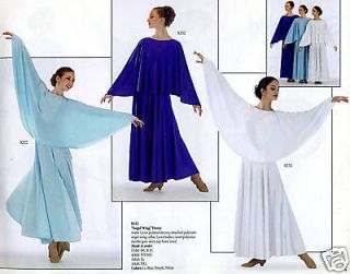 WHITE Liturgical Praise Church Dance Dress 232 C M 8 10