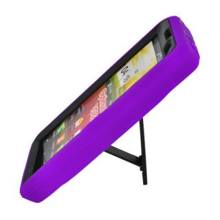 For LG Spectrum VS920 V Black/Purple STAND Hybrid Hard+Soft Skin Case 