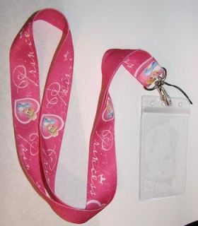 PRINCESS Cinderella Pink Lanyard Disney Park Vacation Pin ID Key Fast 