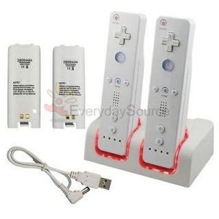 Remote Controller Charger +2 Battery Packs For Wii Game