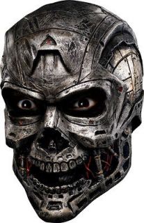 Adult Cyborg Robot Android Fake Metal Skull Latex Halloween Costume 