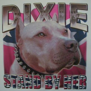 DIXIE PITBULL DIXIE STAND BY HER REDNECK REBEL SHIRT