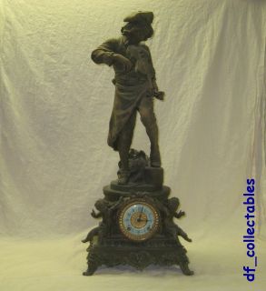 NEVER SEEN Antique Ansonia Sibyl & Melody figural statue mantle clock 