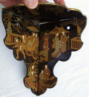  HAND PAINTED JAPANESE LACQUER CORNER SHELF FROM 1876 PHILLY EXPO