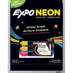 Sanford Expo Neon Markers & Magnetic Dry Erase Black Board Combo Pack 