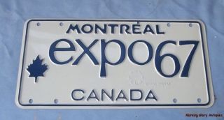 1967 Montreal Expo Souvenir License Plate Very Clean & Shiny