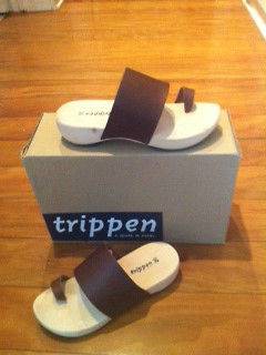 Trippen Zen Brown Waxy Leather Wood Collection Sandal womens sz. 35 42 