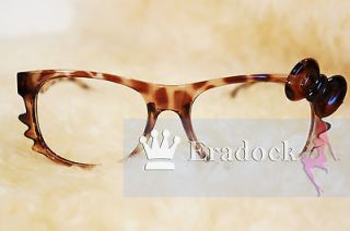 Leopard  Hello Kitty bow Style Lovely Fashion Frame Glasses Nerd 