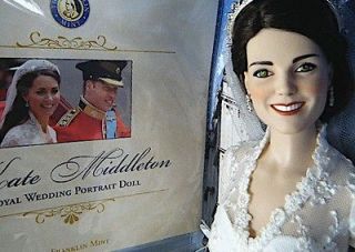 Franklin Mint KATE MIDDLETON ROYAL WEDDING PORTRAIT DOLL COA NIB