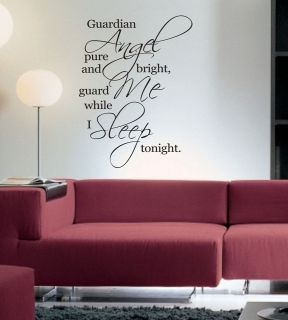 Guardian Angel guard me while I sleep tonight wall art sticker quote 