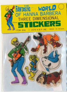 Hanna Barbera Puffy Stickers 1979 Jabberjaw Hong Kong Phooey Clue Club 