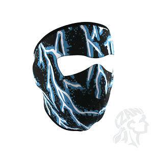 Zan Headgear Neoprene Full Face Mask Black with Blue lighting Bolts 