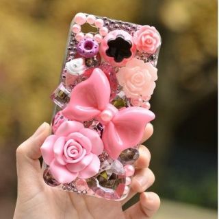 Pink Sweeet Bow Donut Icecream Style DIY Mobile Phone iphone Shell 