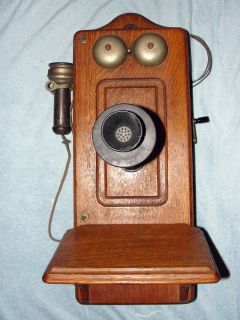 Antique Kellogg Crank Wall Phone Oak Case Very Nice Totally Complete 