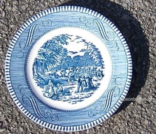 Vintage Royal China Blue and White Currier and Ives Small Plate