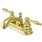 Kingston Polished Brass 2 Handle 4 Centerset Bathroom Faucet w Drain 