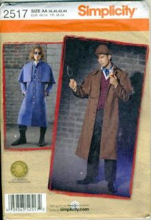 Sherlock Holmes Coat & Cap Pattern   Sizes 38 44