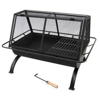 Portable Outdoor Fireplace Charcoal Grill Spark Guard Grate Stoking 