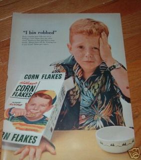 1955 Kelloggs Corn Flakes Ad I Bin Robbed