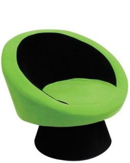 LumiSource Modern Kids Saucer Chair Black/Green w/Plush Seat CHR SAUCE 