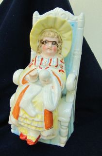 Antique Heavy Porcelain Grandma w/Wire Glasses Figurine German Meissen 