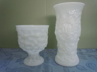 Vintage Antique White Milk Glass Textured Vase & Planter EO BRODY USA
