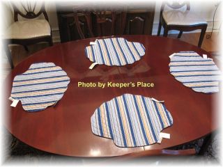   BASKET CABANA BLUE STRIPE CLAM SHELL QUILTED PLACEMAT BRAND NEW