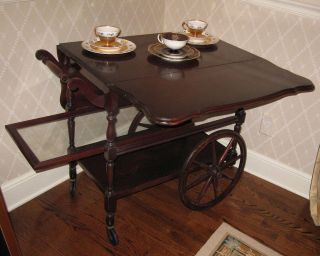 Antique Imperial Style Mahogany Tea Cart Circa 1930