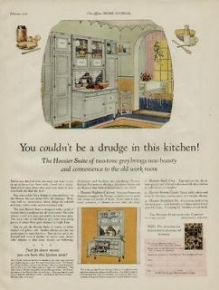 1926 HOOSIER KITCHEN CABINETS AD / THE HOOSIER SUITE OF TWO TONE GREY 