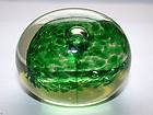 Vintage Antique Green Bubble Glass Paperweight HEAVY