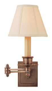 VISUAL COMFORT SWING ARM SCONCE   ANTIQUE BRASS W/SHADE