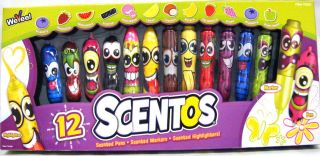 NEW Scentos by Wevee Scented Pens Markers Highlighters 12 Pack