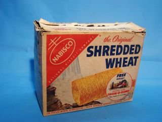 1956 Nabisco Shredded Wheat Cereal Box Featuring Lionel Train O Rama 
