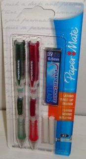 PAPER MATE Clear Point 0.5mm Mechanical Pencils RED/GREEN BARRELS