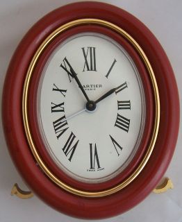 Cartier alarm desk clock 91 mm. x 72 mm. in diameter running condition