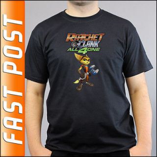 Ratchet and Clank 4 All 4 One Xbox PS3 Black T Shirt Adult and Kids 