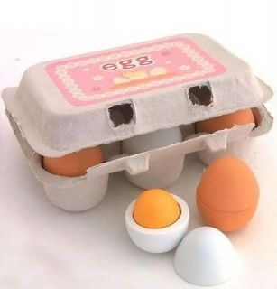 6pcs Wooden Eggs Yolk Pretend Play Kitchen Food Cooking Children Kid 