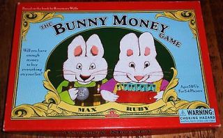 Rosemary Wells Nick Jr Max & Ruby The Bunny Money Board Game 1998 RARE