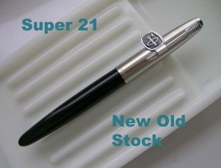 Parker Super 21 Fountain Pen   Black, XF   NEW OLD STOCK, Never Inked 