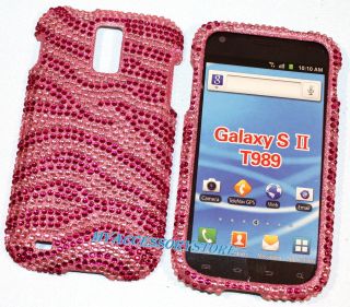 mobile Samsung Galaxy S 2 Pink Zebra Rhinestones Bling Cell Phone 