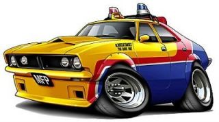 Mad Max MFP Police Pursuit Muscle Car Cartoon Tshirt