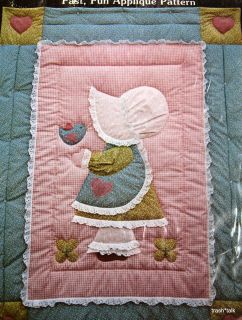   70s Gingham Goose baby quilt blanket patter Amy Sue Sunbonnet applique