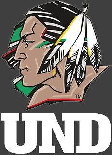 University of North Dakota Fighting Sioux Logo over UND 4 x 3 Die 
