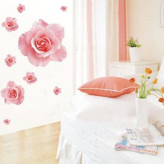 Wall Sticker 3D Pink Rose Flower Removable Home Decor Decal Art Vinyl