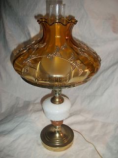 Antique Amber Glass Shade Hurricane GWTW Gone With The Wind Parlor 