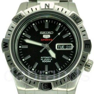 Seiko 5 Sport Mens Automatic Black Dial WR100M Watch SRP137 SRP137K1
