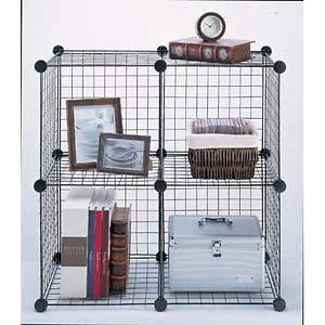 New Stacking Wire Storage Cubes   Set of 4 in Silver Cube Together 