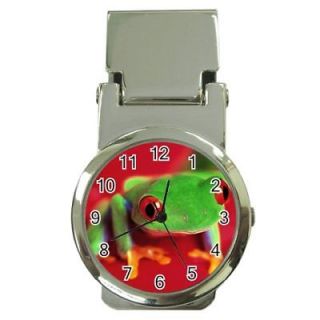 Red Eyed Tree Frog Money Clip Watch Round Gift